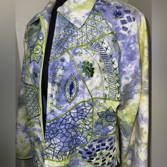 Vintage Anage Tie-dye Embroidered Zip-up Jacket- Size Medium - Picture 5 of 11